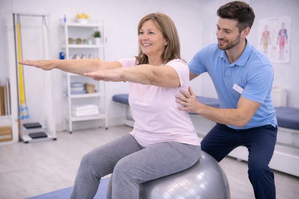 Patient undergoing integrative balance therapy