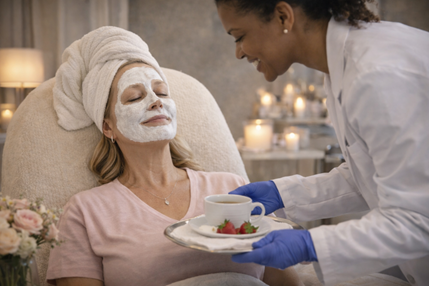 Patient receiving stem cell spa facial treatment